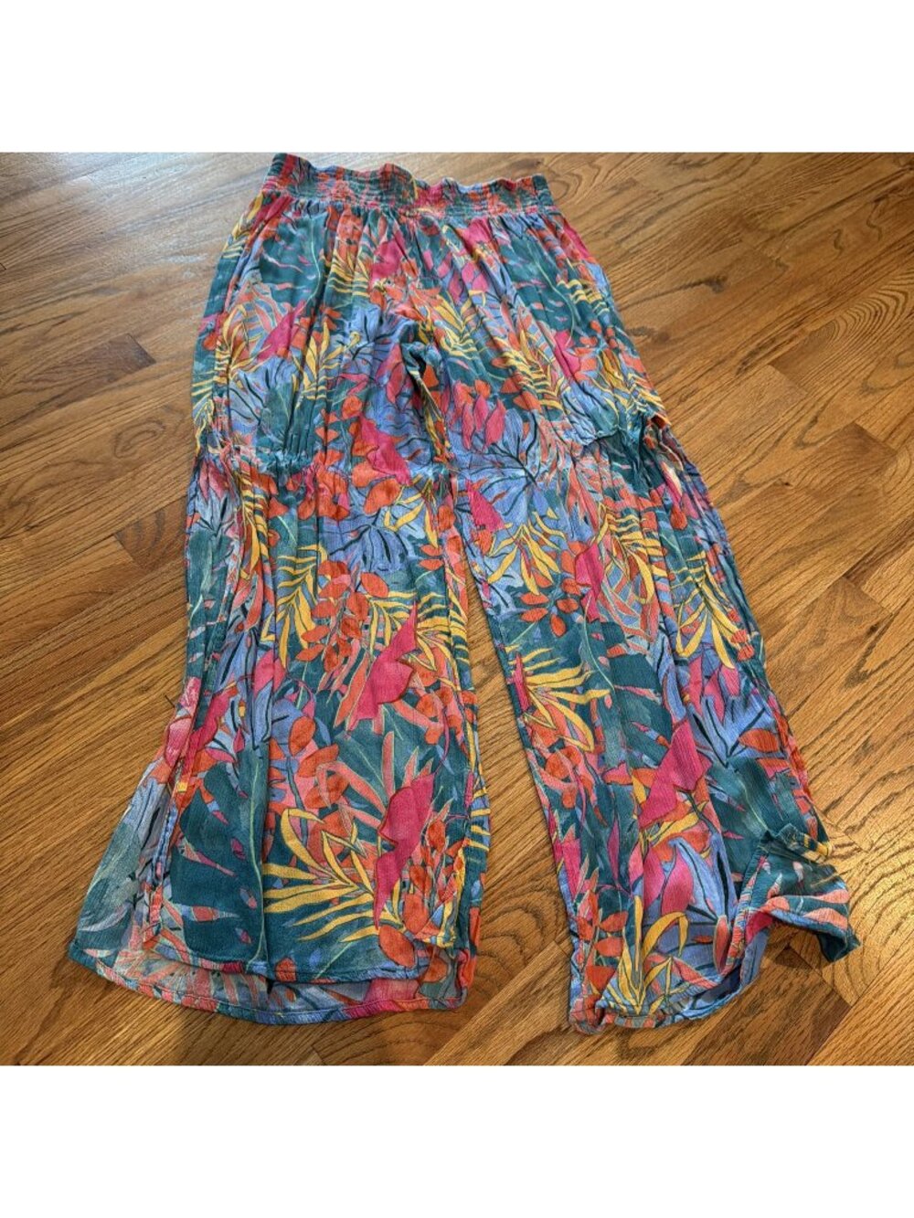 KONA SOL WOMENS LARGE PINK FLORAL PULL ON SWIM COVER UP PANTS
